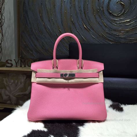 Hermes Birkin 35 Bag Pink 5p Togo Leather Handstitched Silver Hw