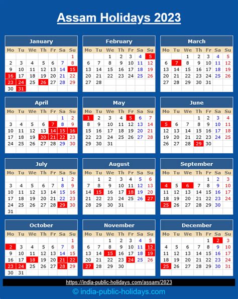 Assam Public Holidays 2023