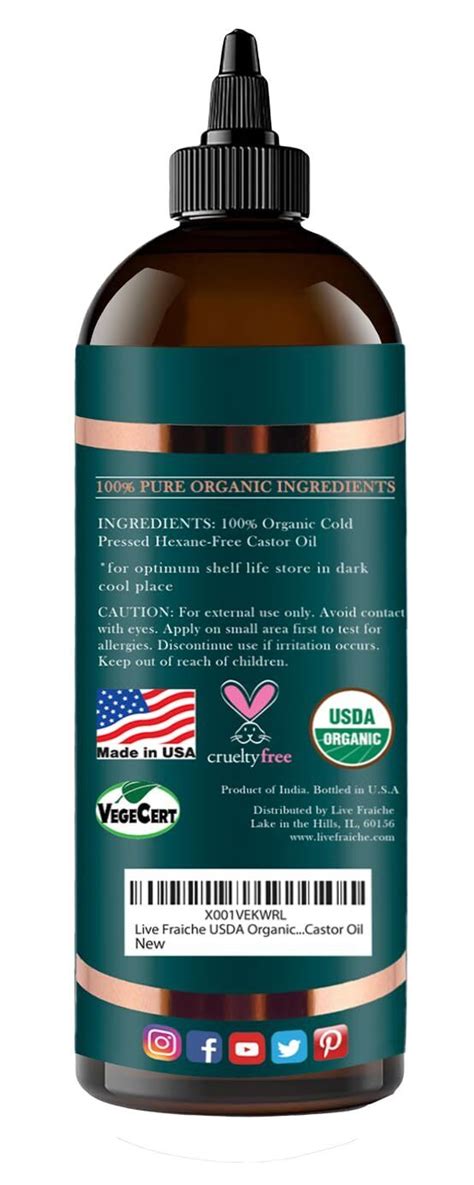 Usda Organic Cold Pressed Castor Oil 16oz 100 Pure Hexane Free