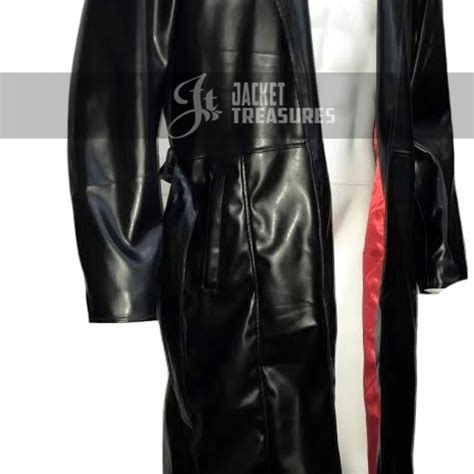 Mens Blade Trinity Wesley Snipes Leather Long Trench Coat And Vest