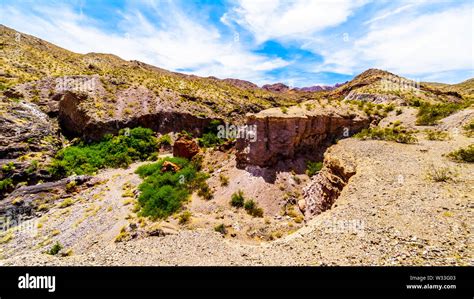 Rugged Mountains And Ravines In El Dorado Canyon Border Of Nevada And