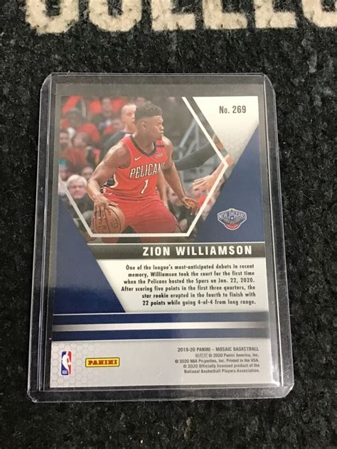 Zion Williamson Panini Mosaic Nba Debut Base Rookie Rc