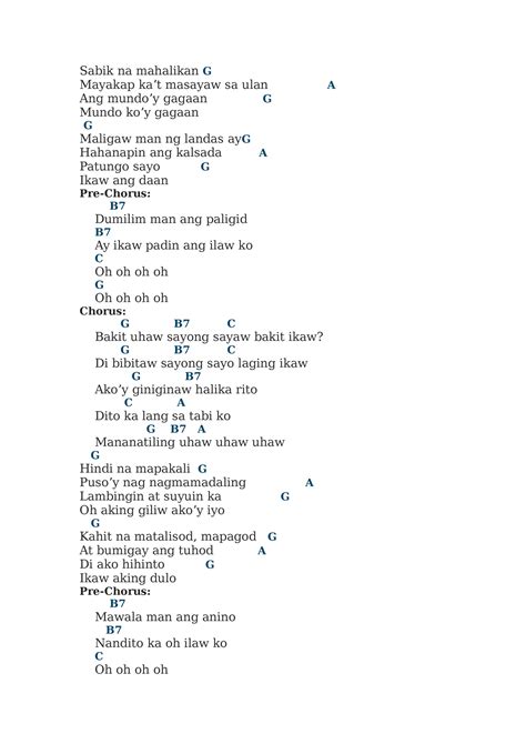 Uhaw Tayong Lahat Lyrics And Chords Sabik Na Mahalikan G Mayakap Kaʼt