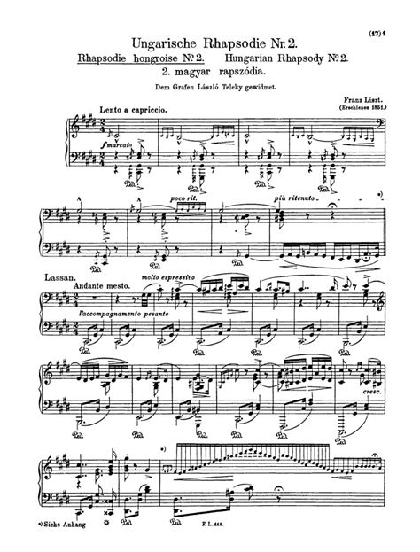 Hungarian Rhapsody No2 Lento A Capriccio Free Sheet Music By Liszt Pianoshelf