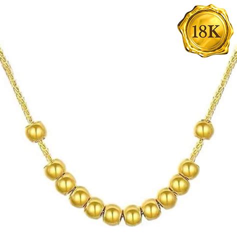 45cm Au750 Beads Chain 18kt Solid Gold Necklace Item 712715