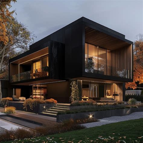 Premium Photo | Modern house design in black and brown home design