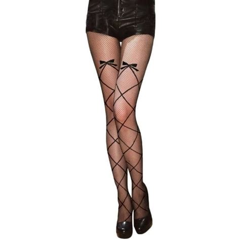 Collants Femme Fantaisie R Sille Noire Lacage Crois Et Noeud Lingerie