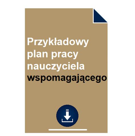 Przyk Adowy Plan Pracy Nauczyciela Wspomagaj Cego Pobierz