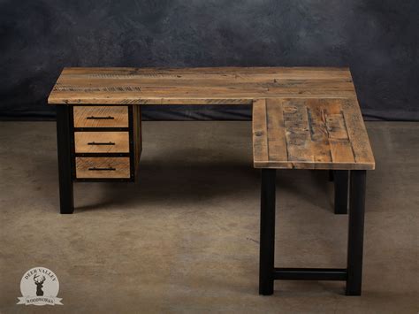 Buy Hand Made Reclaimed Barnwood Corner Desk Made To Order From Deer