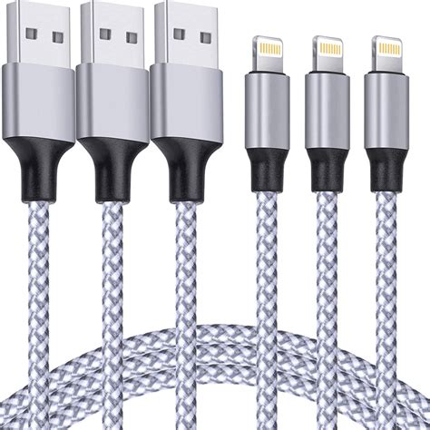 Apple MFi Certified 3 Pack IPhone Charger Cable 6FT Fast Charger USB