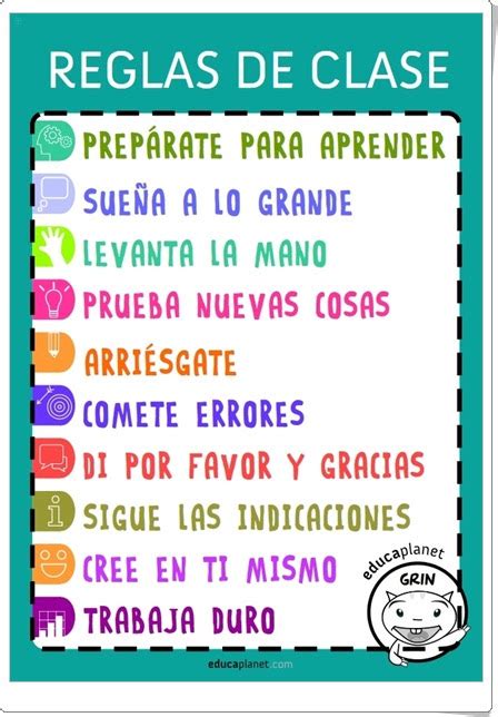 Recursos didácticos para imprimir ver leer Reglas de clase de