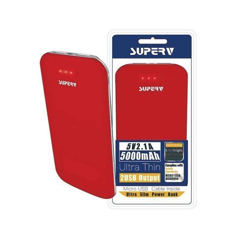 Superv 5000mah Ultra Slim Power Bank 5v 21a 2 Usb Output Shop Pwp