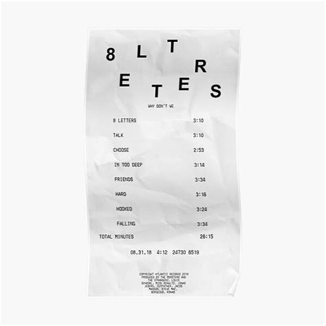 Album Receipt Poster By Jennagardnerr Redbubble