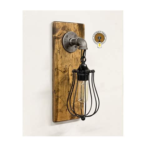 Unique Vanity Sconce Light, Bathroom Fixture, Rustic Look, Pendant Light, Wall Wood Light ...