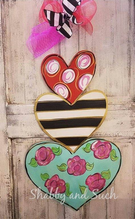 Valentine Door Hanger Stacked Hearts Happy Valentine S Day Etsy