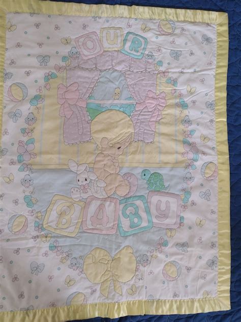 Precious Moments Our Baby Fabric Panel Quilt 35 X 55 Machine Quilted