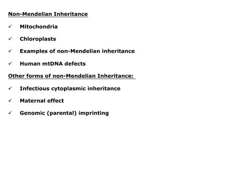 Ppt Non Mendelian Inheritance Mitochondria Chloroplasts Examples Of