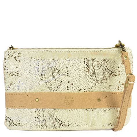 Mila Louise Nina EP8 Reptile Effect Bag And Pouch Nude