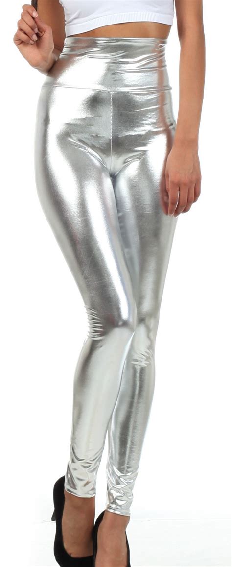 Sakkas Shiny Liquid Metallic High Waist Stretch Leggings Made In USA