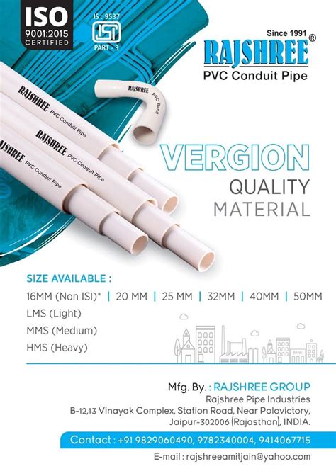 White Pvc Conduit Pipe Size Mm At Rs Piece In Jaipur Id