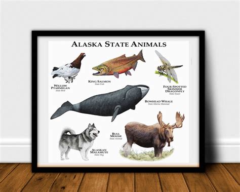 Alaska State Animals Poster Print Etsy