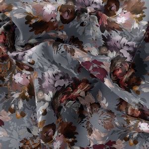 Rose Floral Printed Fabric Satin Chiffon Crepe Fabric Design