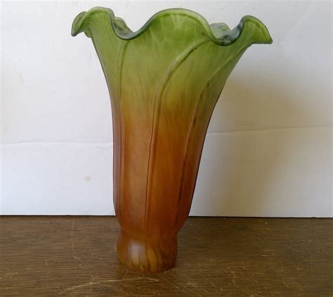 Lily Lamp Shade Amber Green Art Glass Lilly Table Lamp Etsy Australia