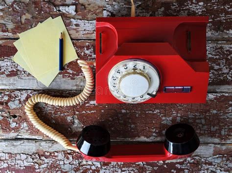 Vintage red phone stock photo. Image of paper, notebook - 85960328