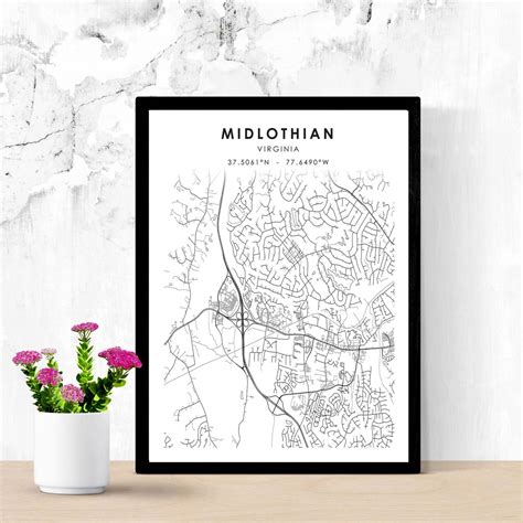 Midlothian Map Print Virginia Map Art Poster Midlothian | Etsy