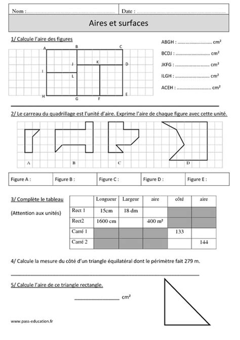 Aires Surfaces Cm R Visions Imprimer Pass Education