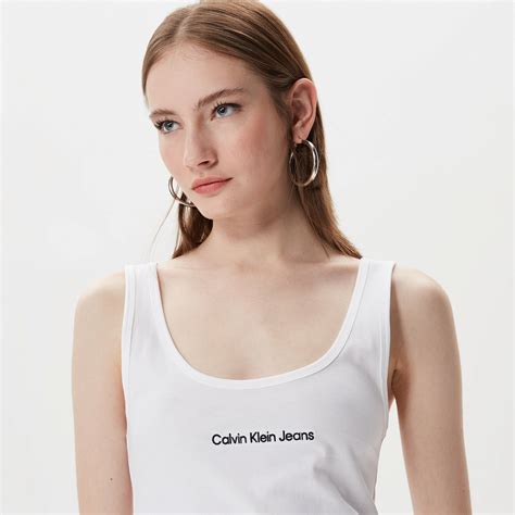 Calvin Klein Jeans Institutional Strappy Top Kad N Beyaz Kolsuz T Shirt