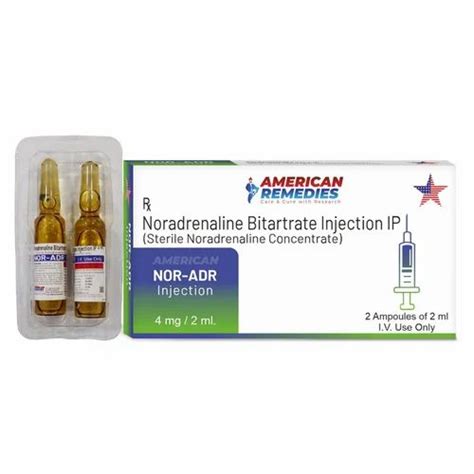 Noradrenaline Bitartrate Injection Ip Sterile Noradrenaline