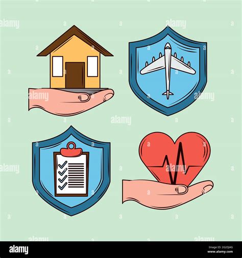 Insurance Icon Set Stock Vector Image Art Alamy