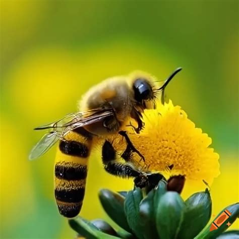 Bees Collecting Nectar From Yellow Flowers