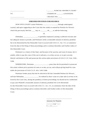 Amended Petition Doc Template PdfFiller