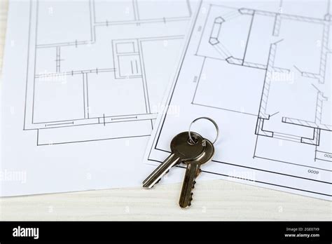 Key On House Plan Close Up Stock Photo Alamy