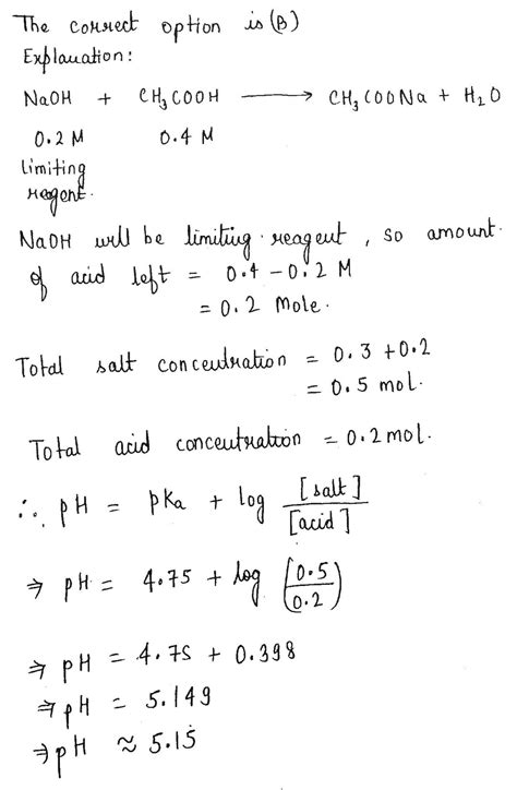 What Will Be The Final Ph If Mole Of Naoh Is Added In L Of Buffer