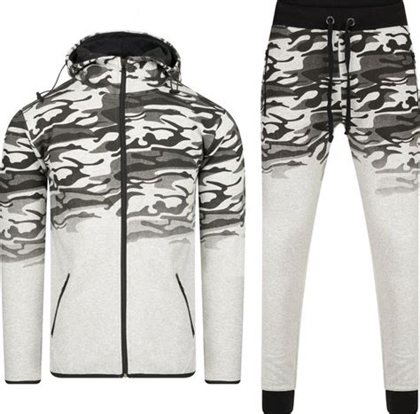 Heren Joggingpak Camouflage Grijs