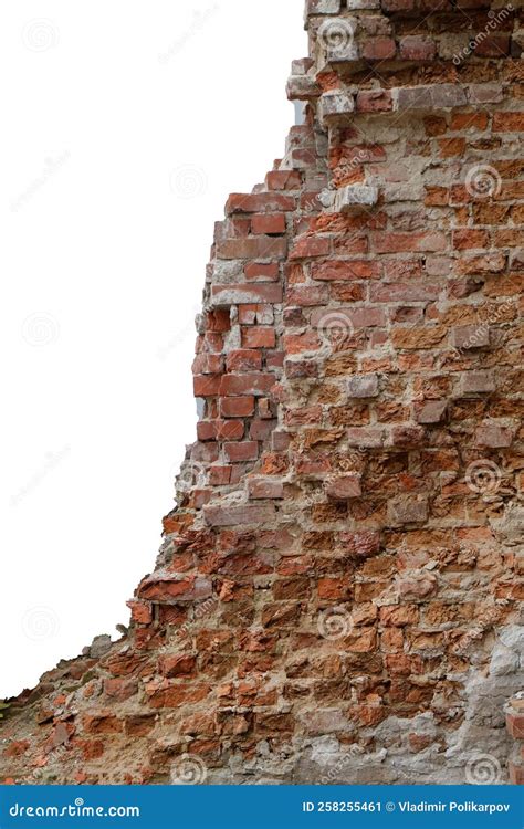 Old Red Brick Wall Isolated On White Background Stock Image Image Of