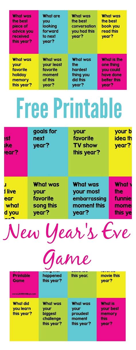 Free Printable New Years Eve Games Formed In January Ninnescah