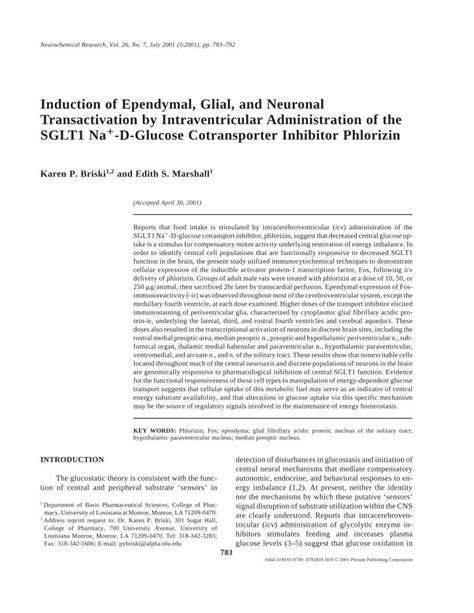 PDF Induction Of Ependymal Glial And Neuronal Transactivation By