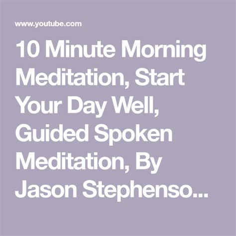 Jason Stephenson Morning Meditation Minute Intentions Wellness