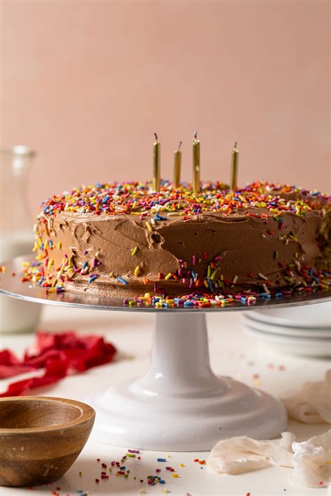 Grandmas Vanilla Birthday Cake With Chocolate Frosting Orchids