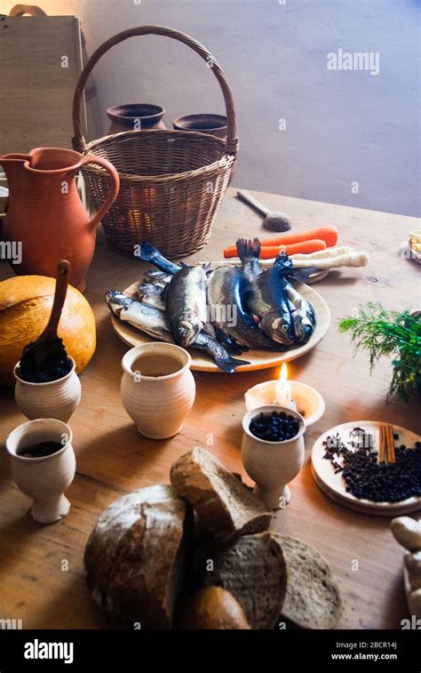 Table prepared for a Medieval Feast Stock Photo - Alamy