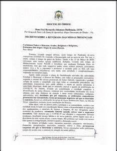 Decreto Sobre A Retomada Das Missas Presenciais Diocese De Bidos