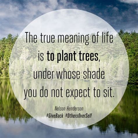 The True Meaning Of Life Is To Plant Trees Under Whose Shade You Do