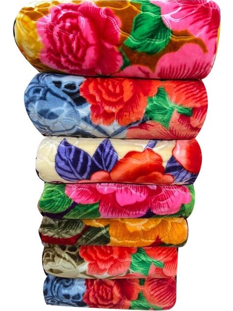 Multicolor Printed Embossed Double Bed Mink Blanket Size 220 Cm X 240 Cm Flower At Rs 800