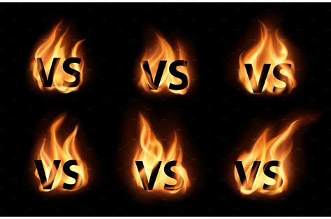 Versus or VS realistic fire flames | Illustrations ~ Creative Market