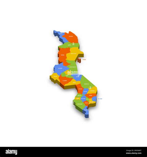 Malawi Political Map Of Administrative Divisions Districts Colorful