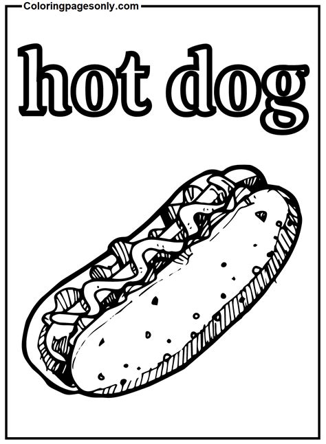 Hot Dog Free Coloring Page Free Printable Coloring Pages
